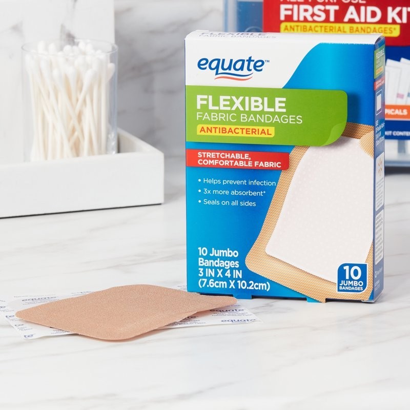 Equate Antibacterial Flexible Fabric Bandages, 10 Count(2 PACK)