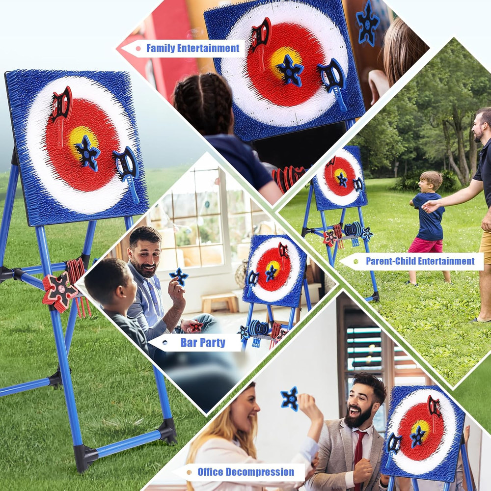 Axe Throwing Game for Backyard 8 Throwing Axes Set - Deluxe Foldable Plastic