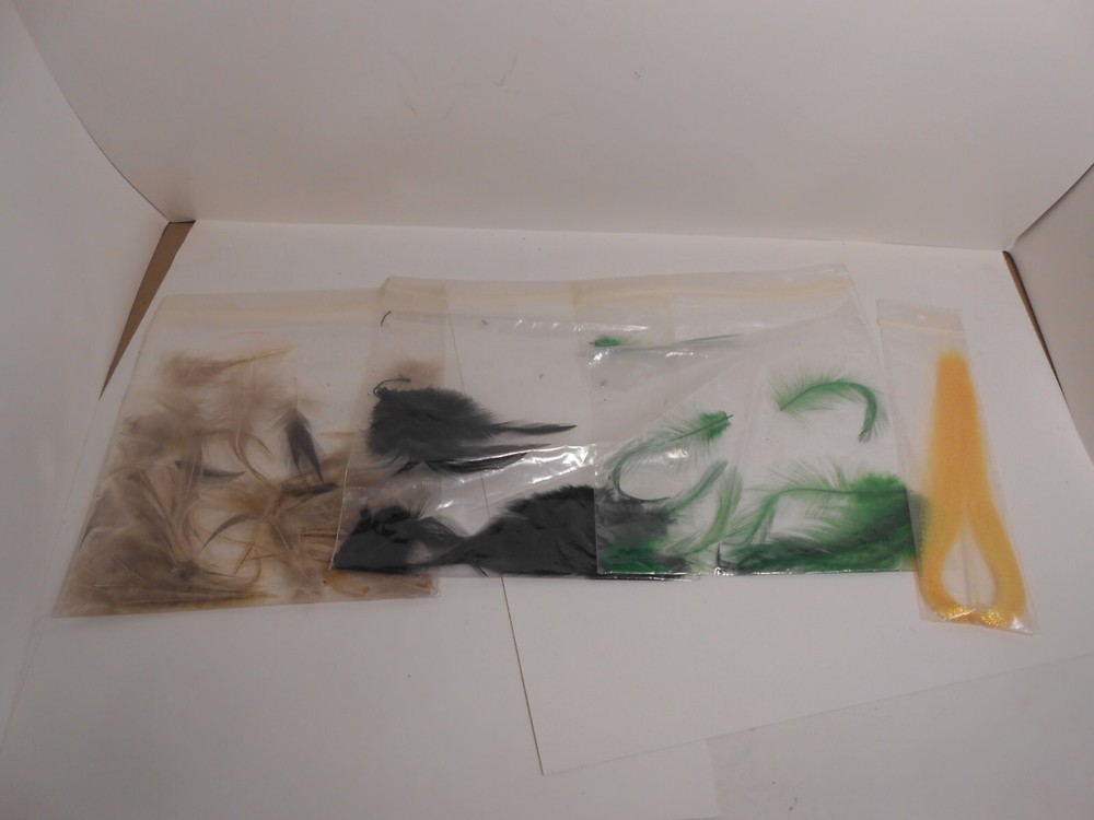 Fly Tying Feathers Yellow Black Green Brown
