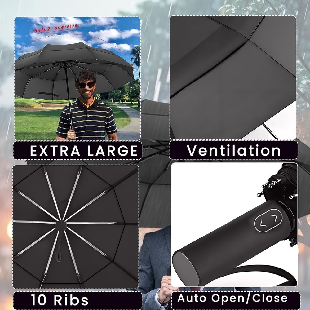 Large Folding Golf Umbrella - Windproof & Waterproof