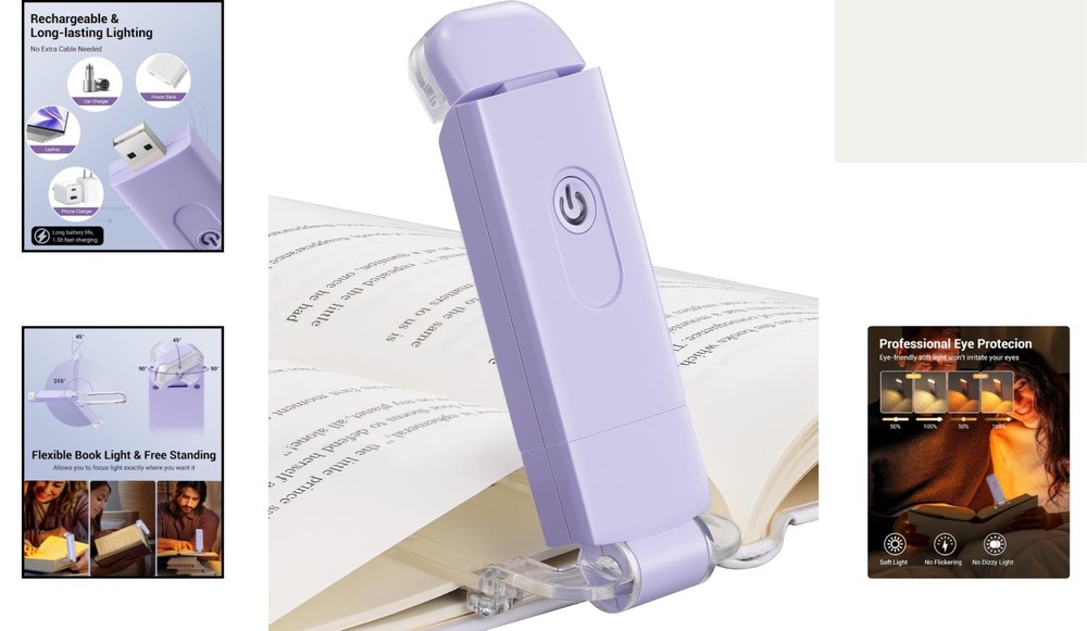 Dimmable Clip-On Book Light with Eye-Friendly Glow - Ideal for Bedtime Reading
