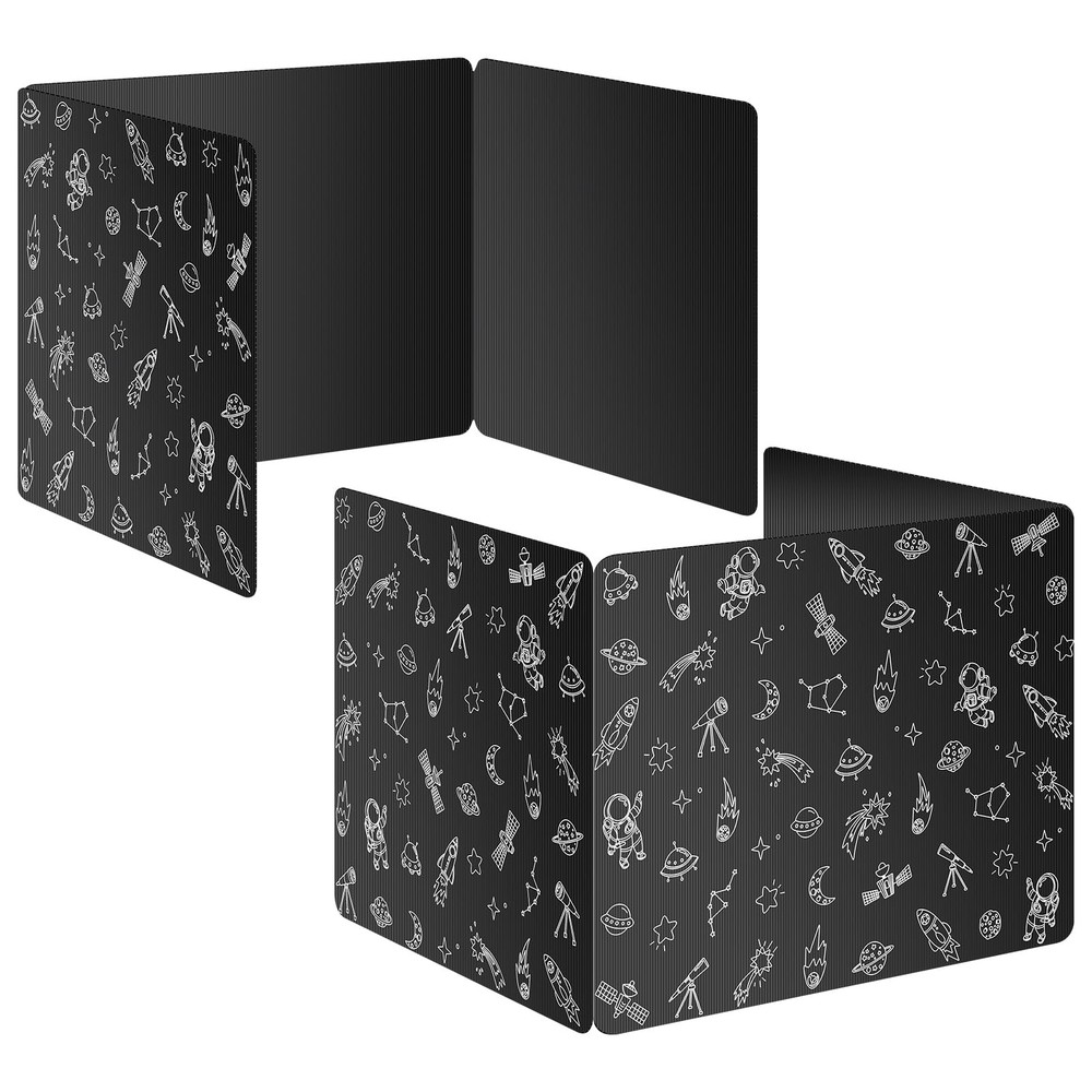 Black 2-Pack Desk Dividers for Students Space Waterproof Plastic Study Carrel