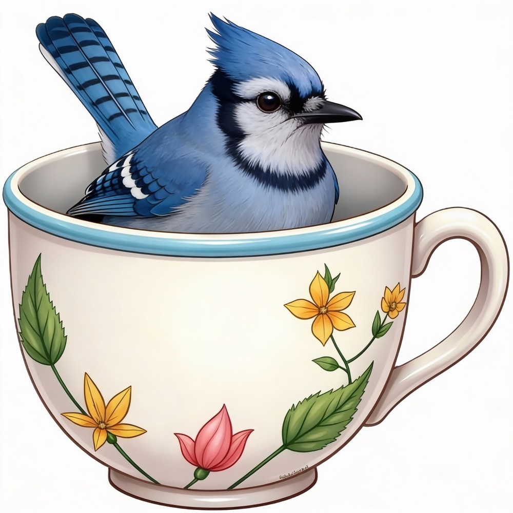 30 Custom Coffee Cup Blue Jay Personalized Address Labels