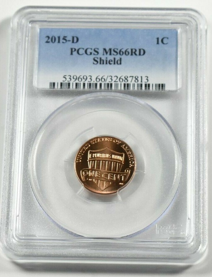 2015-D 1C PCGS MS66RD LINCOLN CENT BUSINESS STRIKE SHIELD