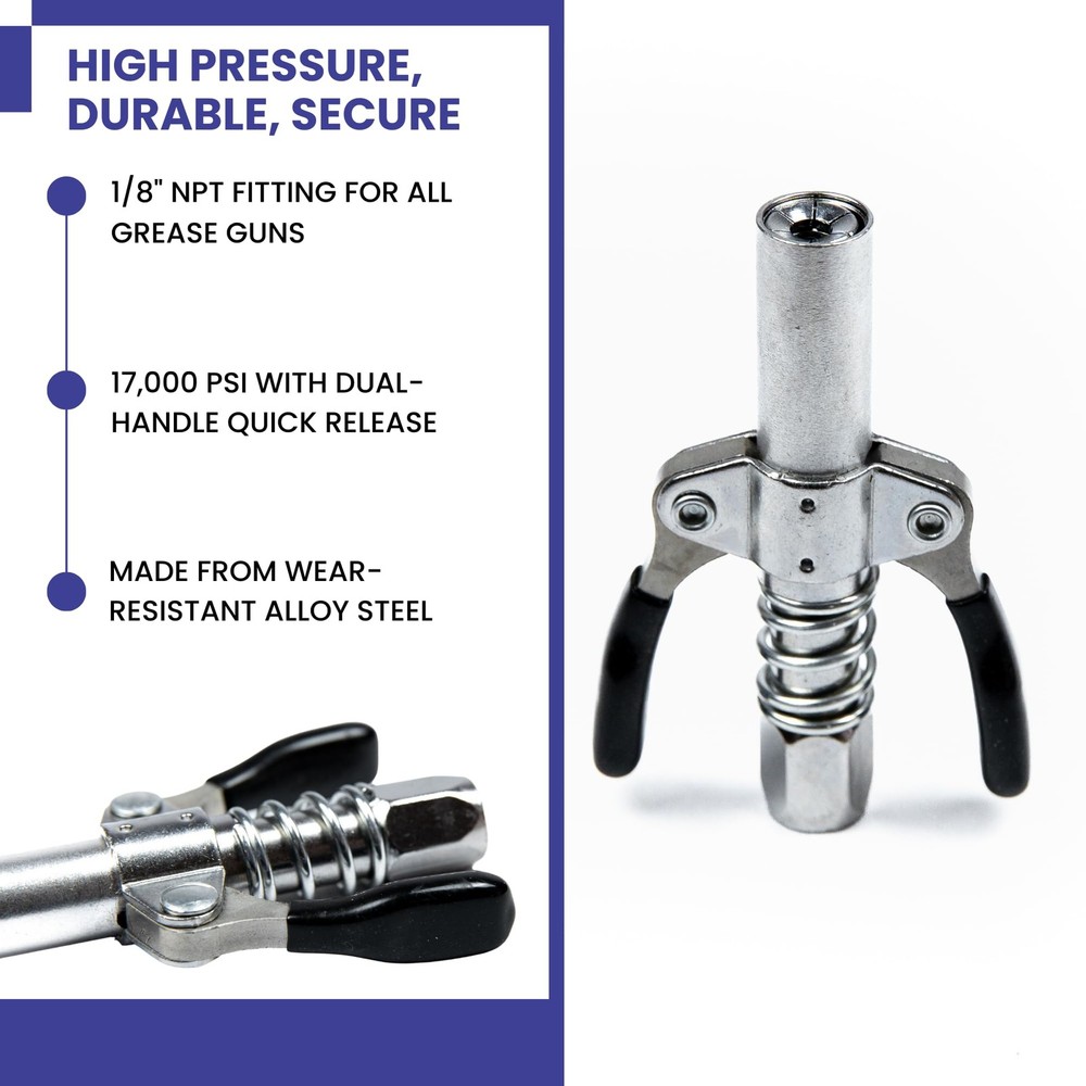 Grease Gun Coupler Double Handle Quick Lock Release Grease Tips Ends Couplers