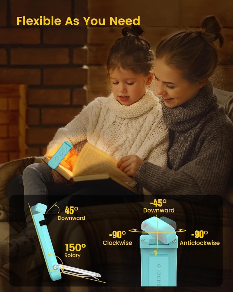 USB Rechargeable Clip‑On Reading Light LED 3 Color Modes 5 Brightness Adjustable