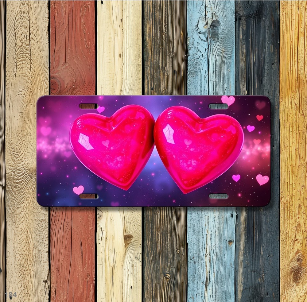 Modern Hearts License Plate Optional Text Vanity Plate Holiday Gift