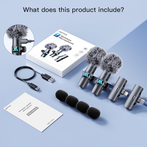 2pcs Dual Receivers Mini Microphone for iPhone iPad for Lightning & for Type-c