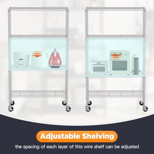 4-Tier Wire Shelving Unit Adjustable Garage 4-Shelf With Wheels Chrome