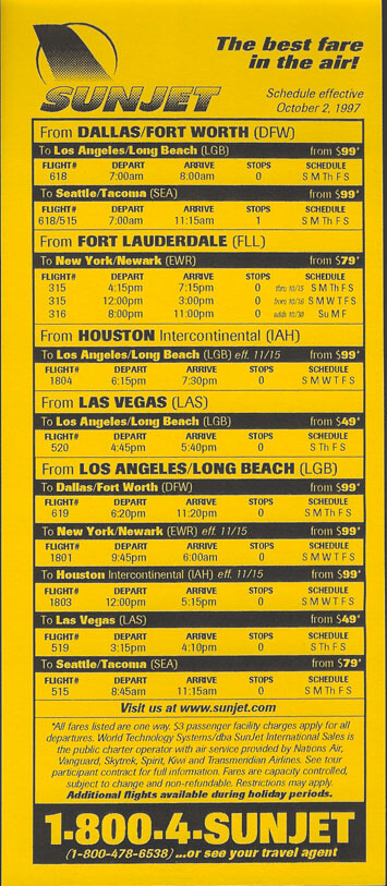 Sunjet system timetable 10/2/97 [0123] Buy 4+ save 50%