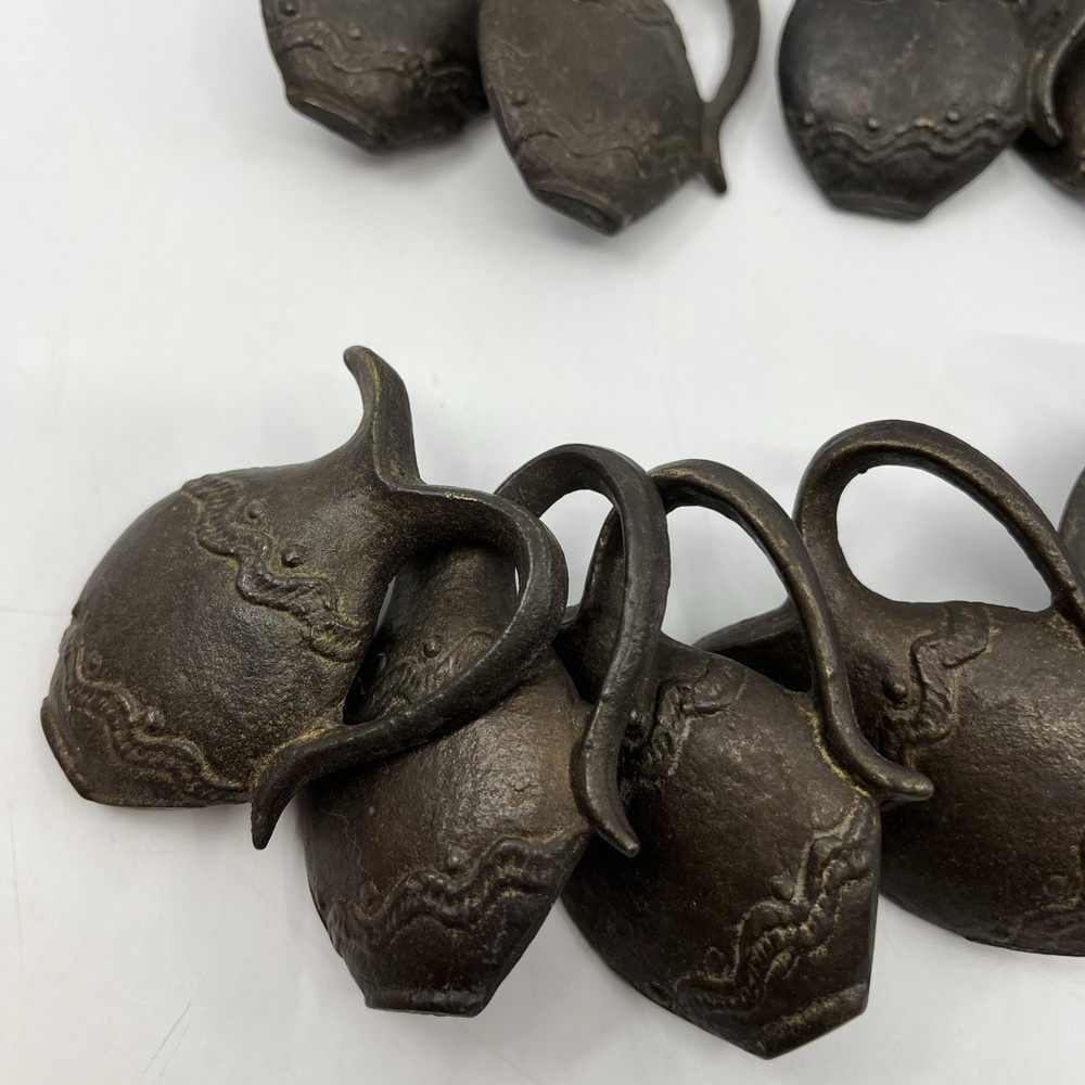 Vtg Solid Brass Distressed Pitcher Ewer Drawer Knobs Pulls Set Of 14 Read 2"