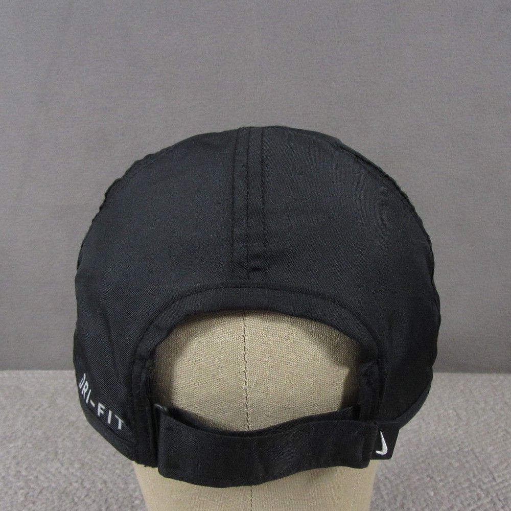 Nike FeatherLight Dri Fit Hat Adjustable Strap Performance Black Running Jugging