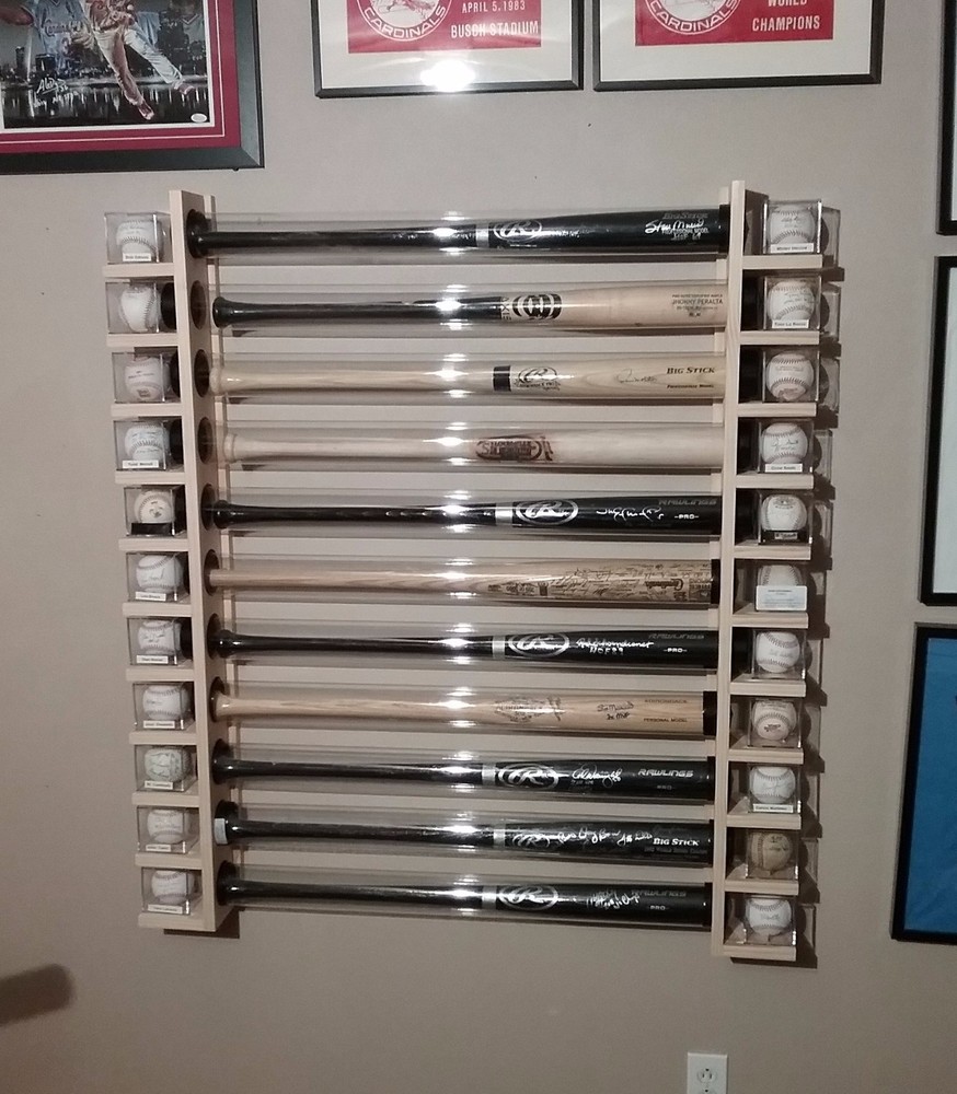 6 Bat - Wood Baseball Bat Display Wall Rack - Wall Mount ( SEE DESCRIPTION )*