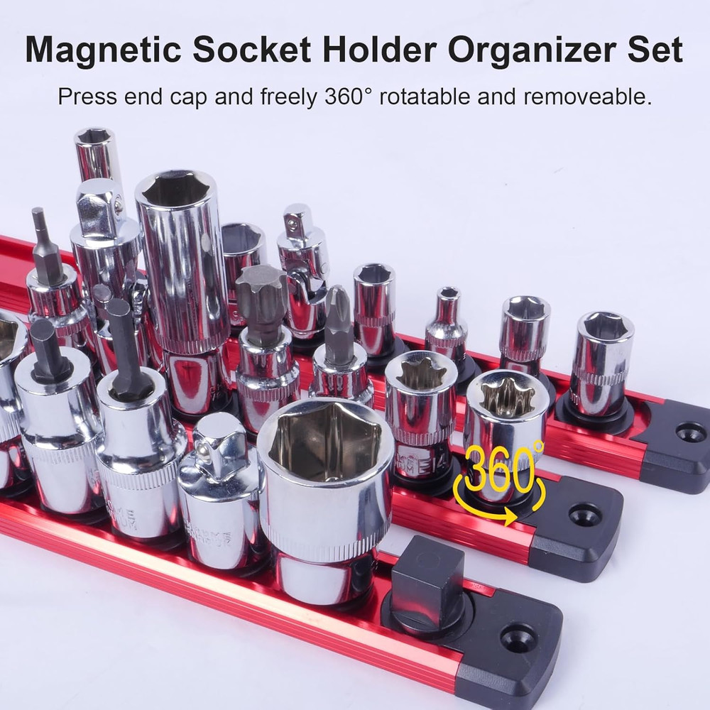 Magnetic Socket Holder Organizer Set:3/8-Inch Drive Socket Trays Socket