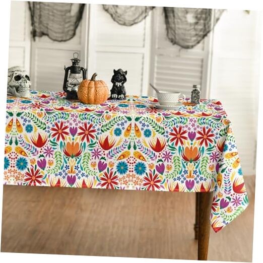 Mexico Tablecloth 60x84 Inch Rectangular, 60" x 84" (Rectangular) White