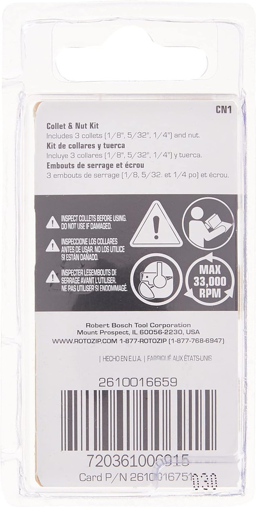 CN1 Replacement Collet and Nut Kit,Silver