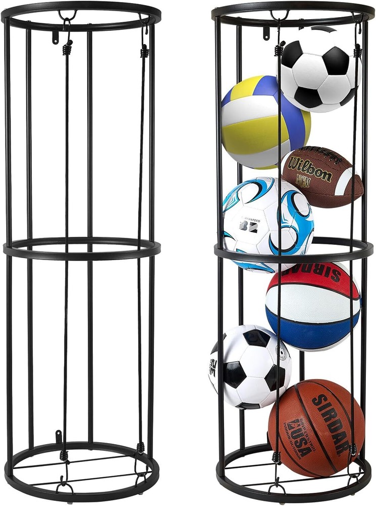 Garage Ball Storage Rack - Wall-mounted Vertical Ball Rack,