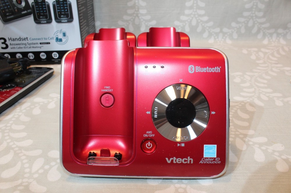VTech DS6421-3 DECT 6.0 Cordless Digital Answering Machine Bluetooth RED A+++