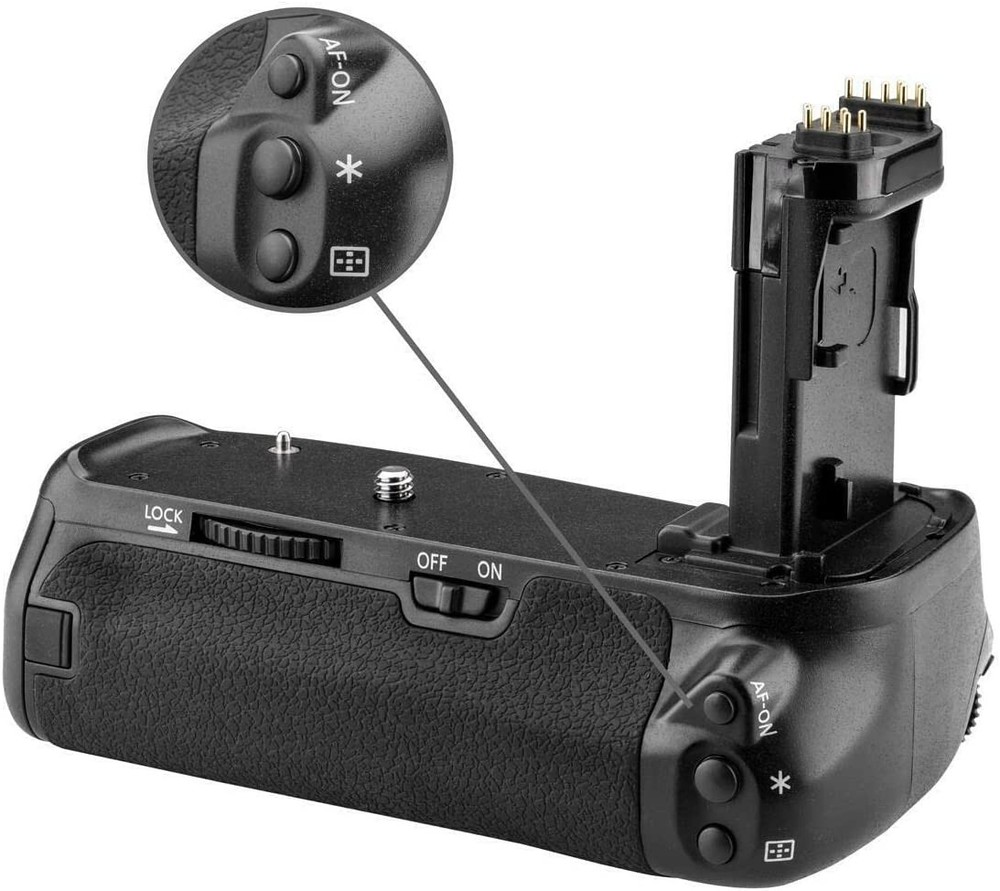 BG-E14 Battery Grip Replacement for Canon EOS 70D, 80D, 90D + 2 LP-E6N Batteries