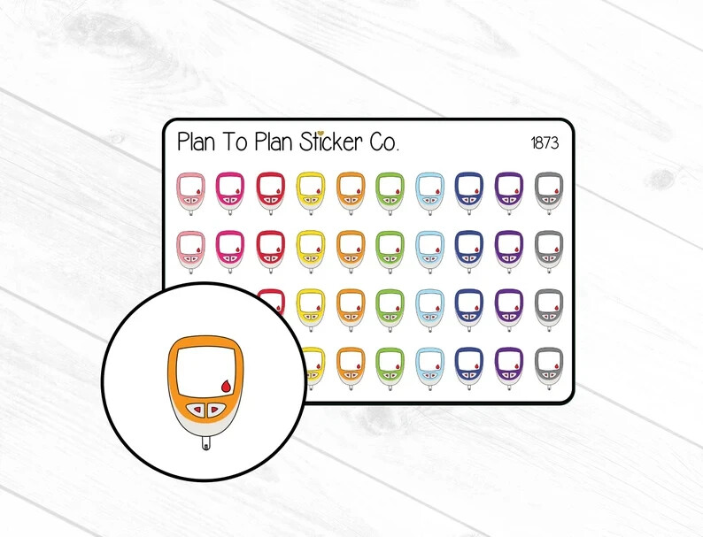 1873~~Blood Sugar/ Glucometer Planner Stickers.