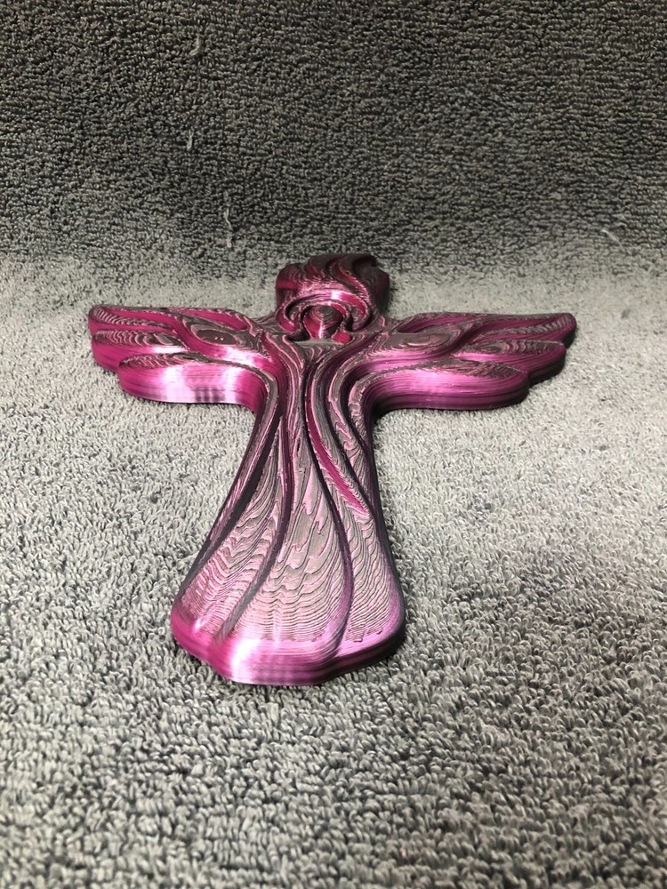 3d Printed Religious Cross Silk Black Red (mounting hardware included)
