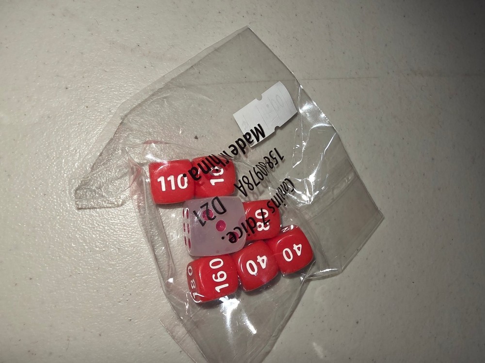 Pokemon Counters Dice Set Red Polyhedral D6 Made in China