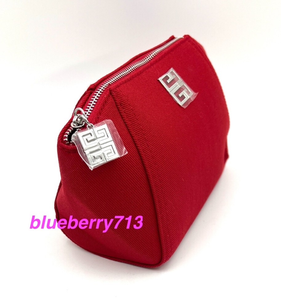 Givenchy Red Pouch Cosmetic Makeup Bag ~ Canvas