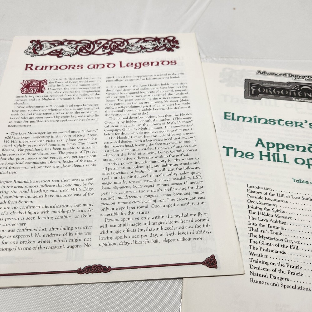 AD&D Forgotten Realms - ELMINSTER'S ECOLOGIES Appendix 1 - 9489 TSR Inserts