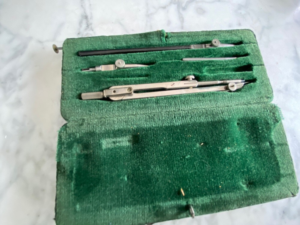 Vintage Dietzgen Germany Drafting tools in Lucas Brothers case
