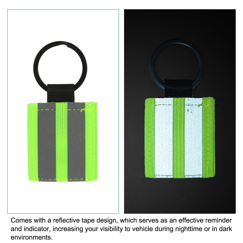 Reflective Keychain Tags, 12pcs Double Sided Zipper Pulls, Fluorescent Green