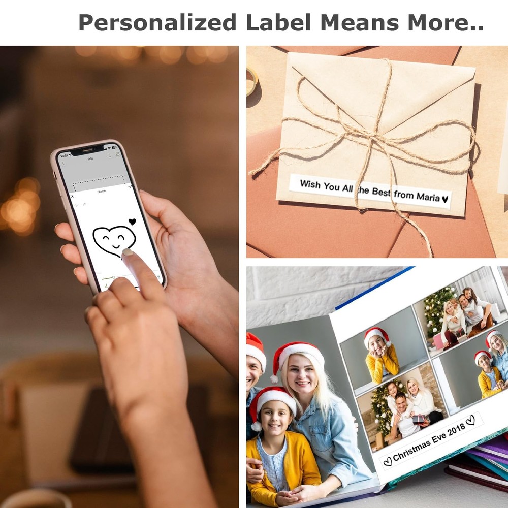 E10 Bluetooth Label Maker Machine with Tape Inkless Portable Printer White