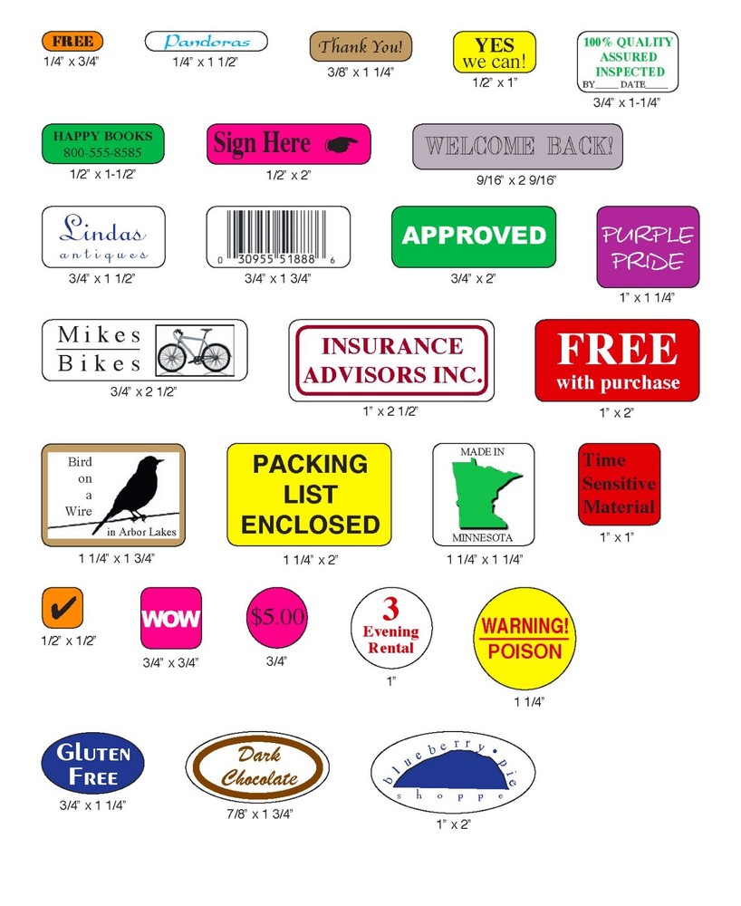 1000 Custom Labels, Printed Small Rectangle Round Square Oval Business Stickers