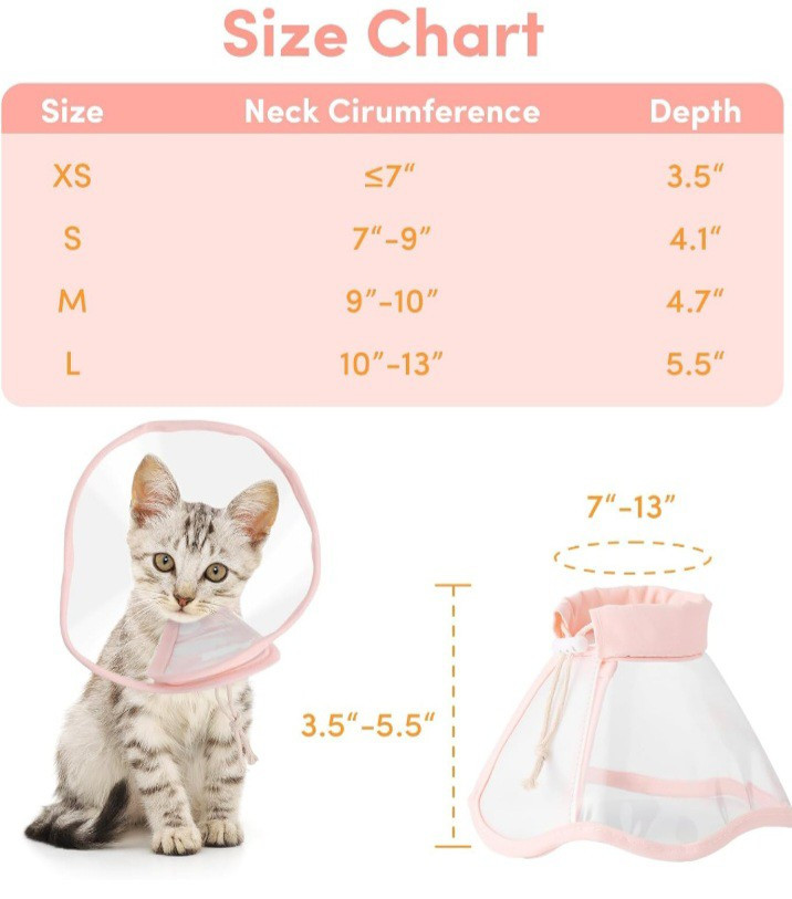 Bencmateworld Size M Sakura Pink Adjustable Recovery Cat Cone