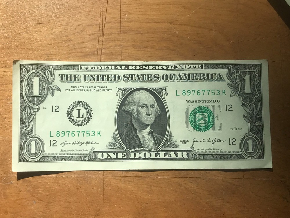 2021 $1 One Dollar Bill Error Misaligned Miscut