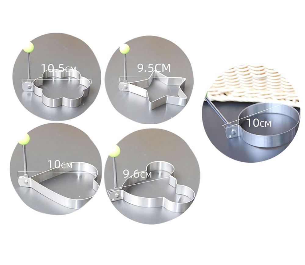 5 Pack Stainless Steel Egg Molds Different Shape Egg Ring Molds for Cooking