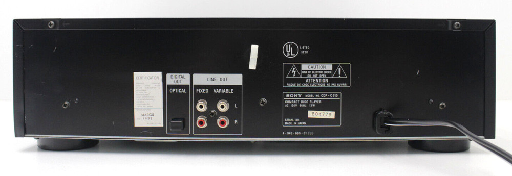 SONY CDP-C615 5 Disc Automatic Disc Loading System Tested w/o Remote