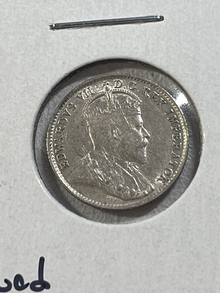 1906 Canada 5 Cents Small Silver Coin