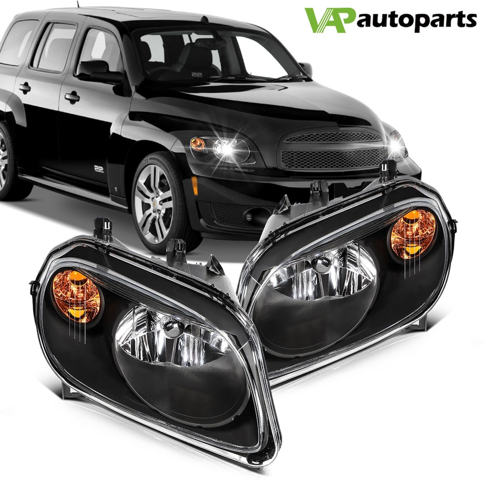 For Chevy HHR 2006-2011 Black Housing Headlights Assembly Pair Left+Right Sides