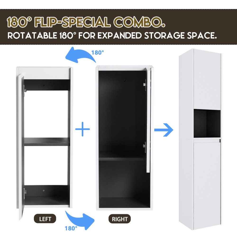Bathroom Side Cabinet 2 Soft Close Doors Float Mounting Design