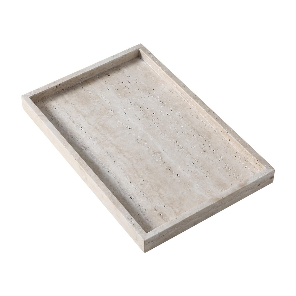 Rectangular Decorative Serving Tray,Modern Travertine Large Coffee Table Tray