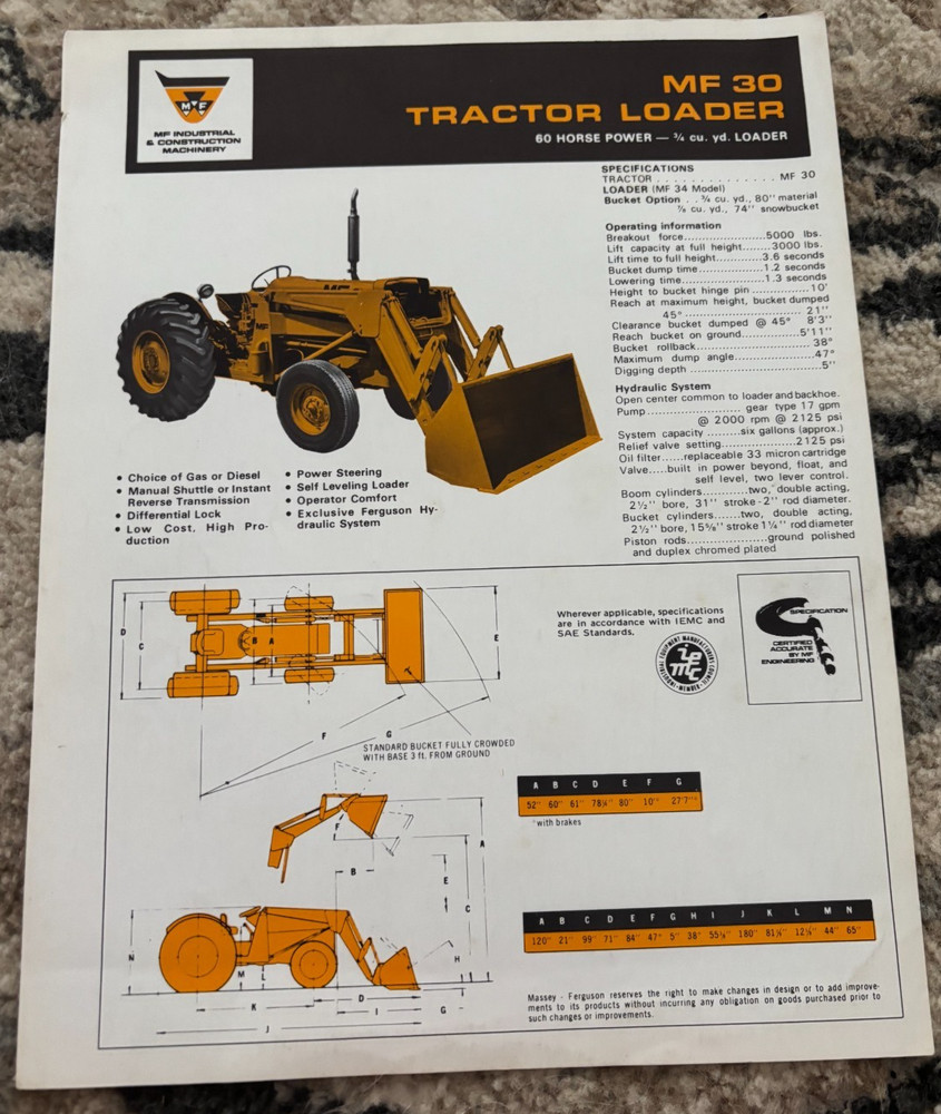Massey Ferguson 30 Tractor Loader Brochure DCPA25