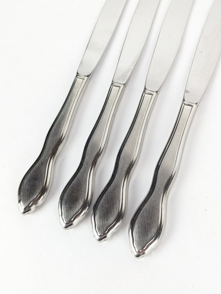 4 Pc Oneida Rogers TWILIGHT Modern Knife 6-1/4" Burnished Stainless Flatware