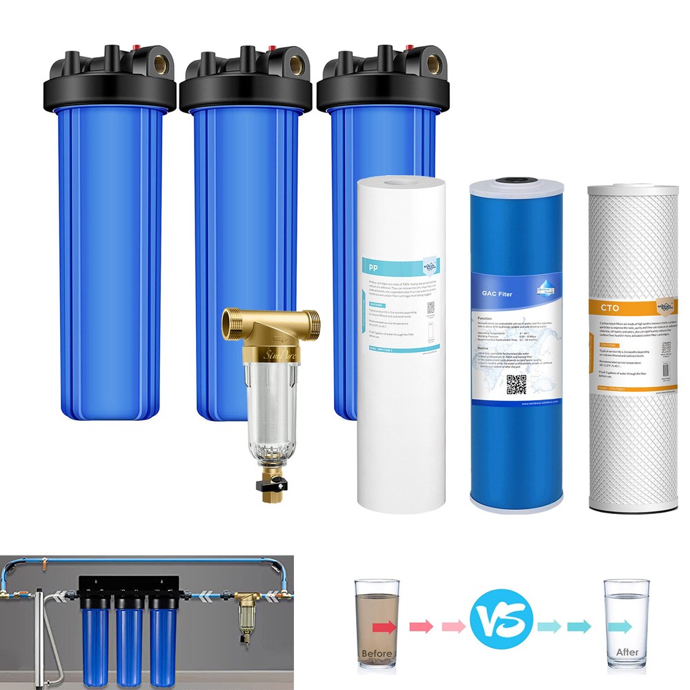 20 Inch Whole House Water Filter Housing Filtration System 20" x 4.5" Cartridge