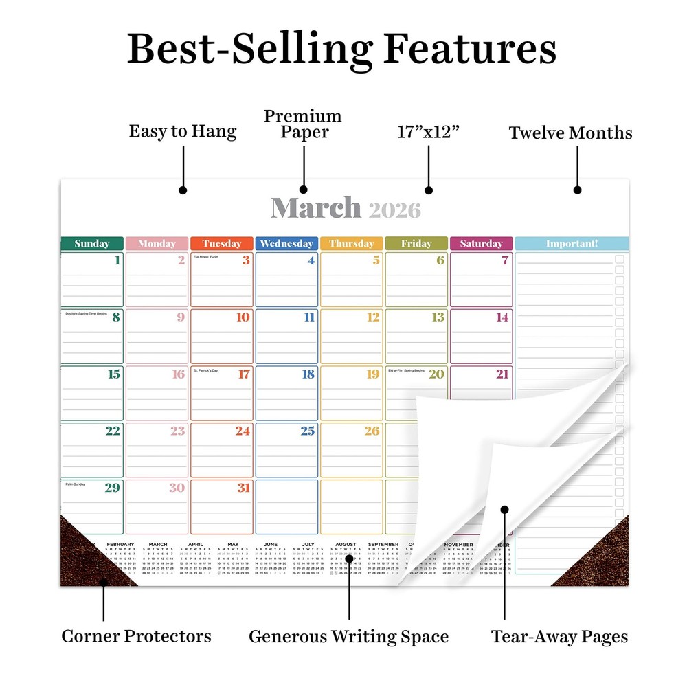 TF Publishing 2026 Rainbow Blocks Medium Desk Pad Pad, Multi