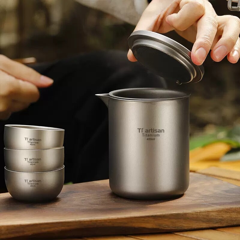 EDC 1 PC Pure Titanium 400ml Tea Cup w/ Filter Outdoor Camping Tea Cup Tableware