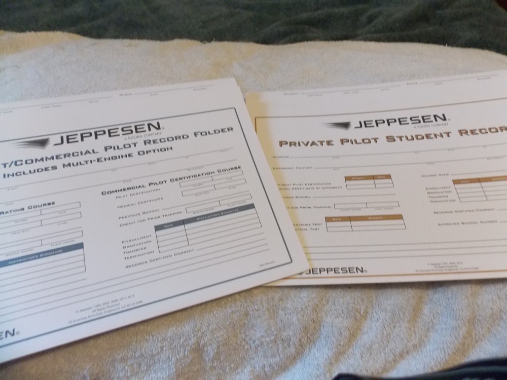 Jeppesen Private Pilot & Instrument Commercial Pilot Record Folders Multi-Engine