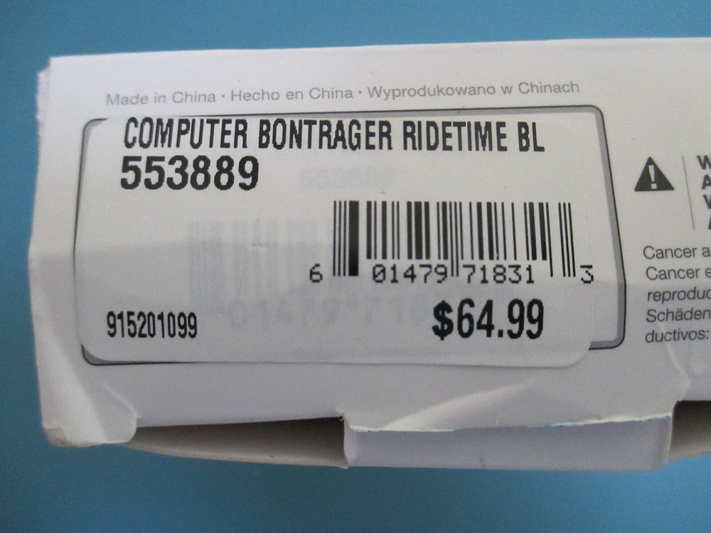 BONTRAGER 553889 RIDETIME CYCLING COMPUTER FREE SHIP