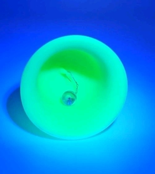 Fenton Uranium Satin Glass Bell Daisy Button Pattern Glows Under Blacklight