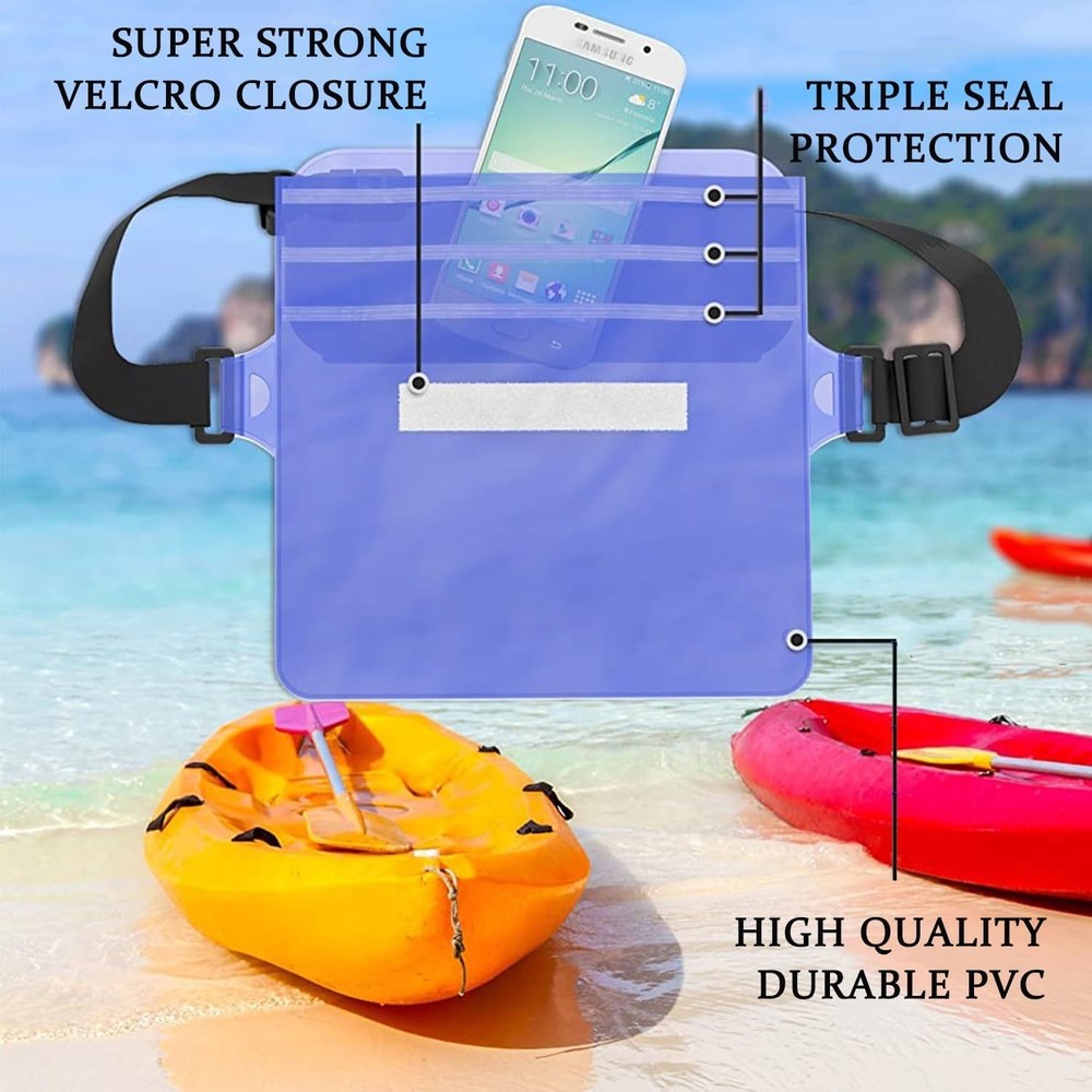 2-Pack Waterproof Pouch with Adjustable Waist Strap | Screen Touch Sensitive Dr