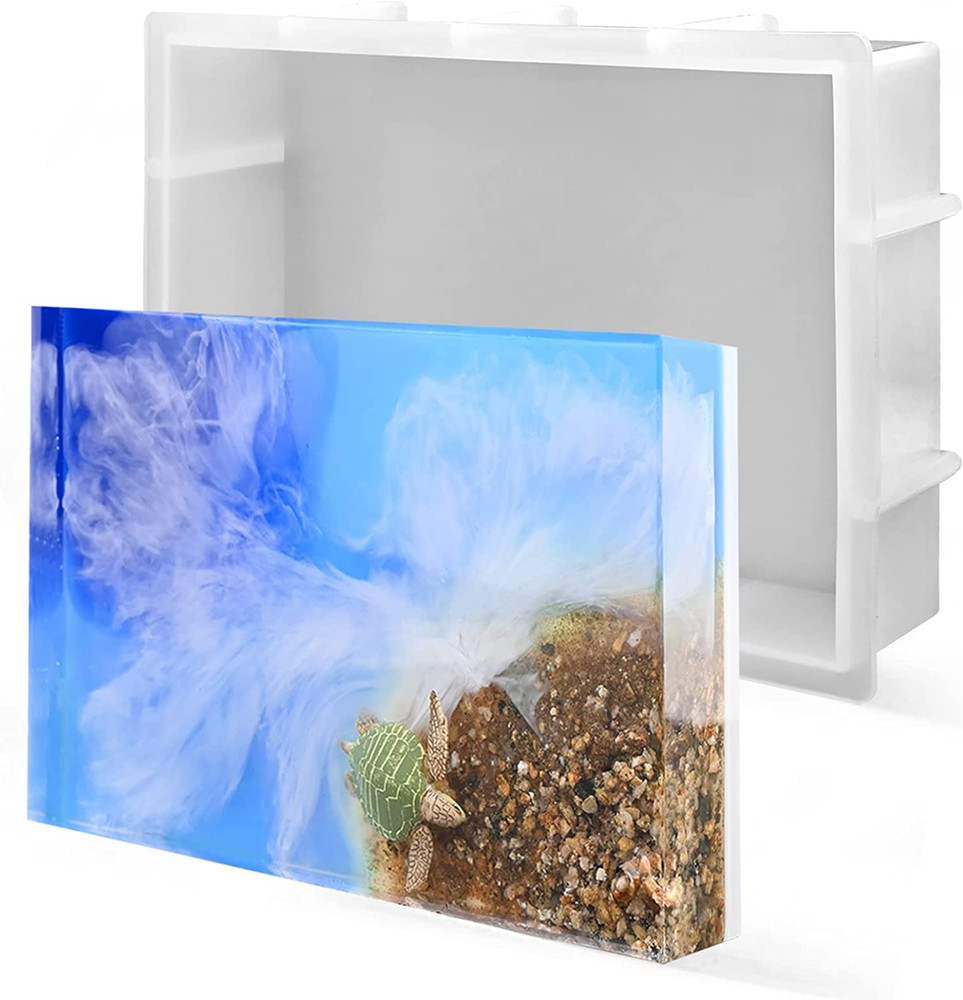 9″ Rectangular Silicone Molds for Epoxy Resin, Crystal Deep Casting Epoxy Mold f